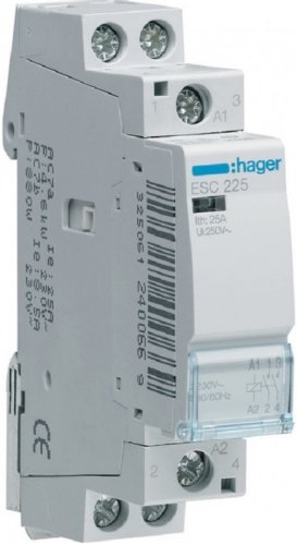 Контактор модульный Hager ES 1п 2НО 25А 230В AC1 фото Контактор модульный Hager ES 1п 2НО 25А 230В AC1 картинка